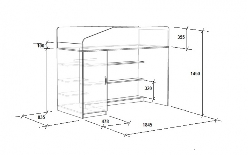 Кровать-чердак со столом и угловой лестницей «Легенда 11.6»